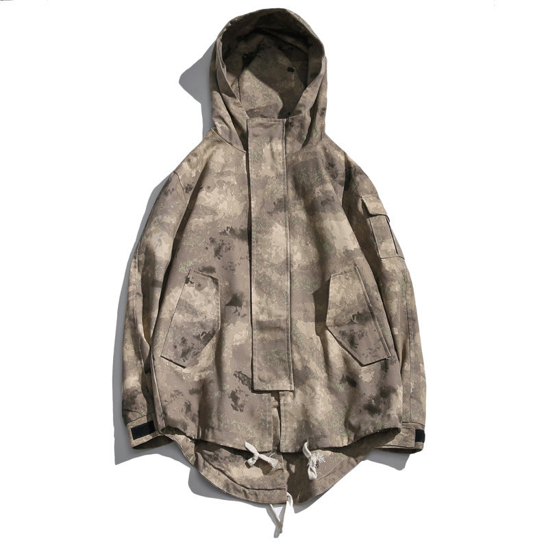 European and American plus size loose camouflage hooded jacket