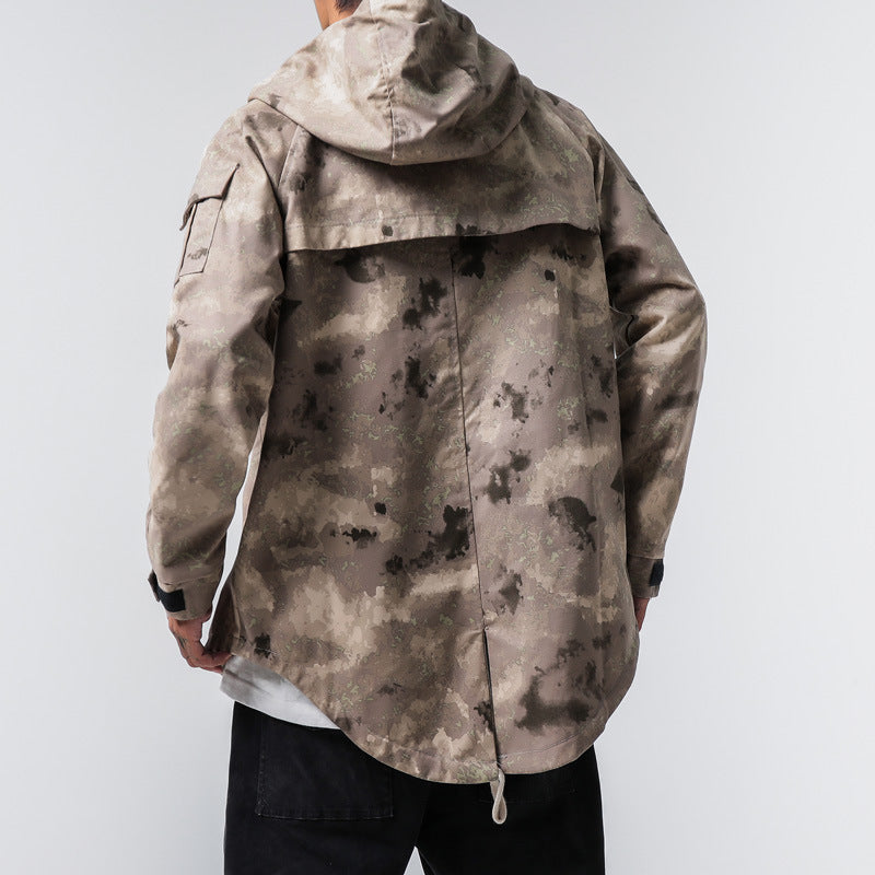 European and American plus size loose camouflage hooded jacket