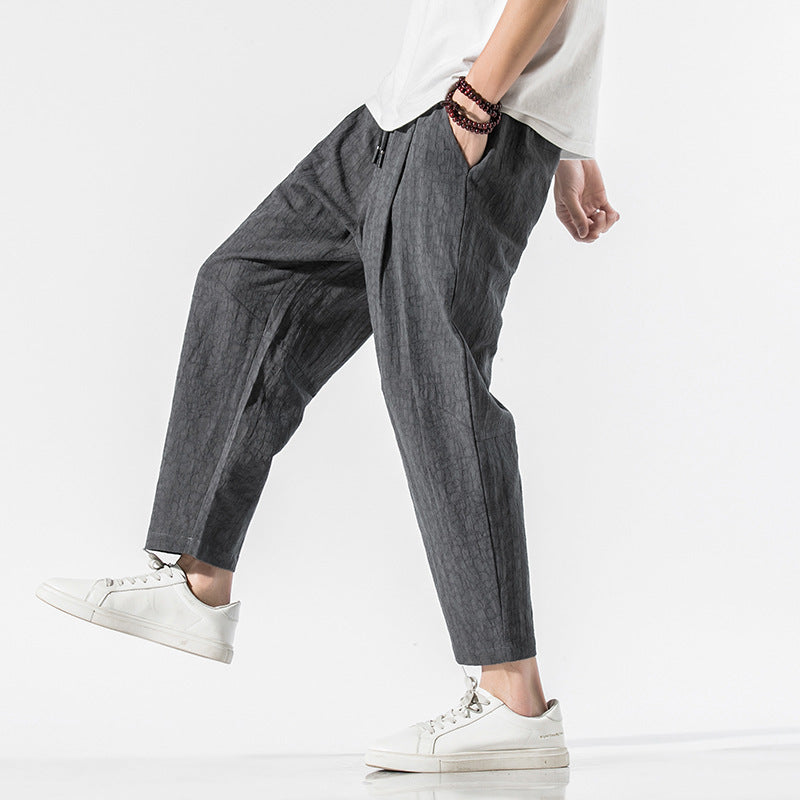 Cotton And Linen Plus Size Loose Cropped Trousers
