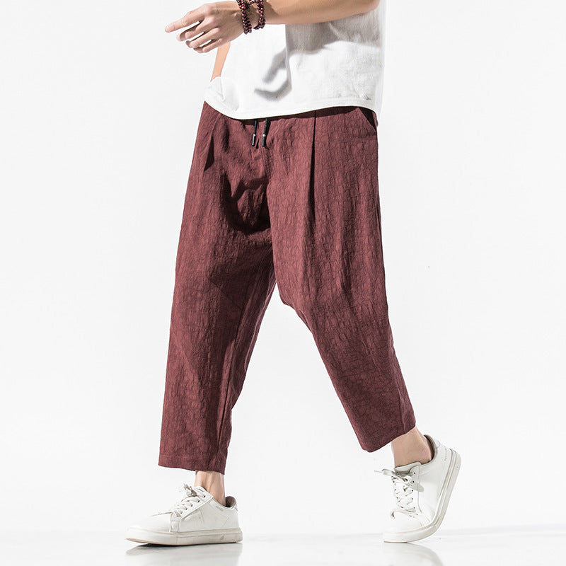 Cotton And Linen Plus Size Loose Cropped Trousers