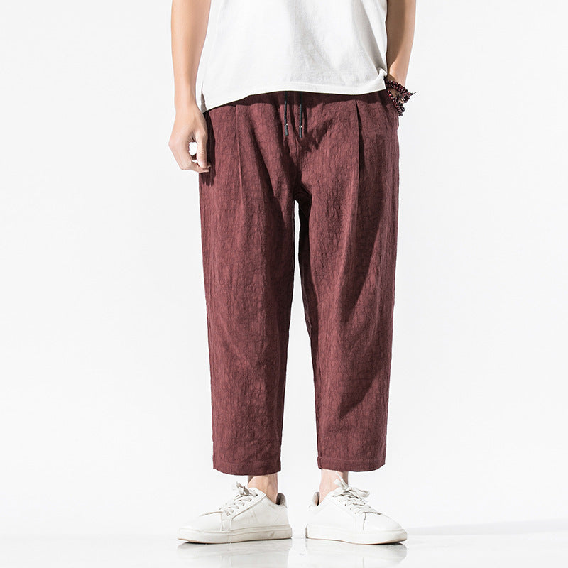 Cotton And Linen Plus Size Loose Cropped Trousers