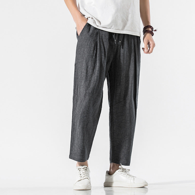 Cotton And Linen Plus Size Loose Cropped Trousers