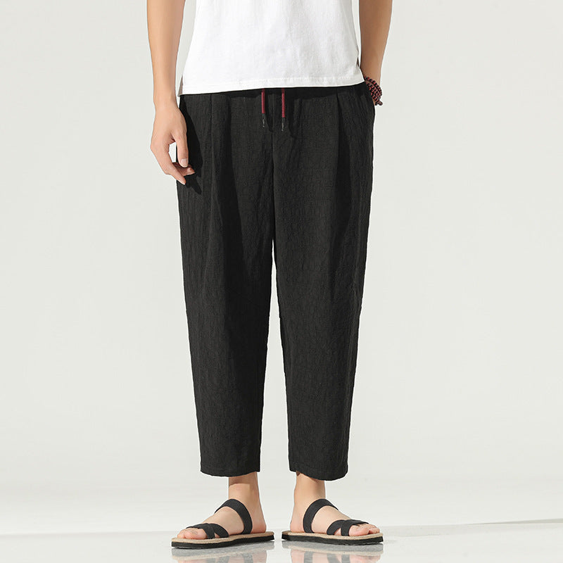 Cotton And Linen Plus Size Loose Cropped Trousers