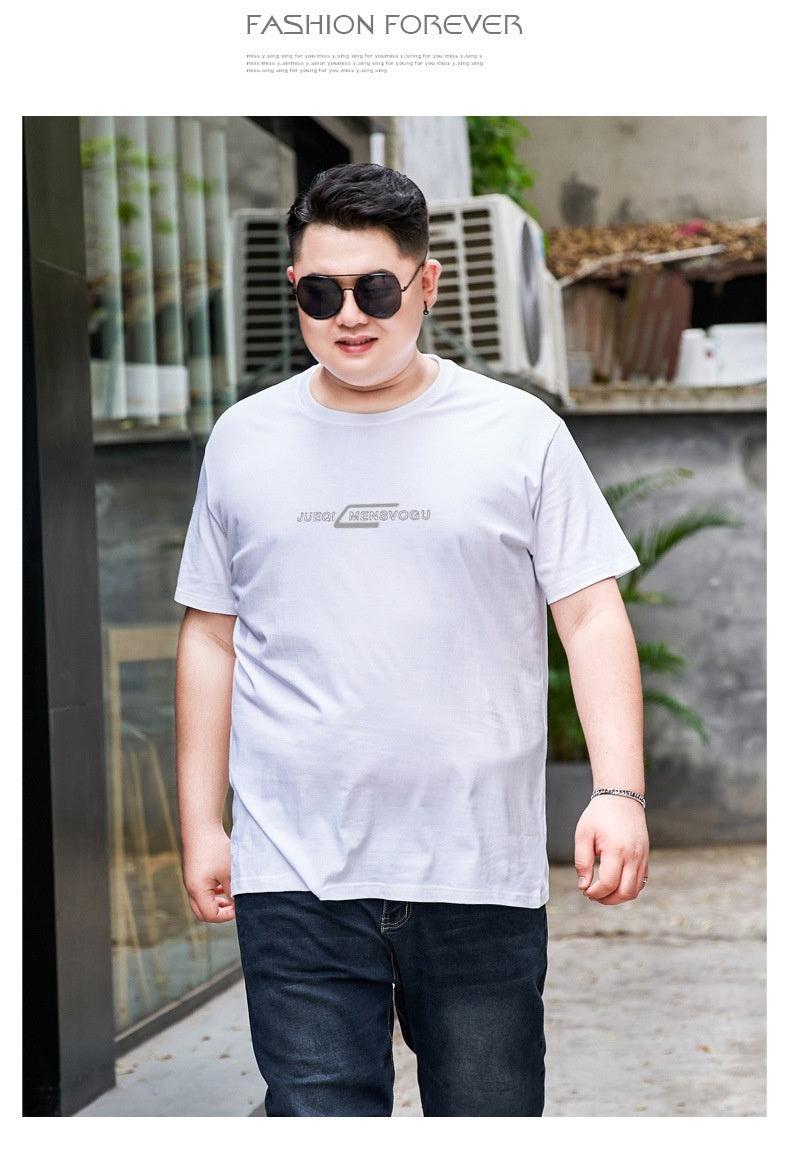 Plus-sized Plus Size Cotton Round Neck Short Sleeve Men's T-shirt