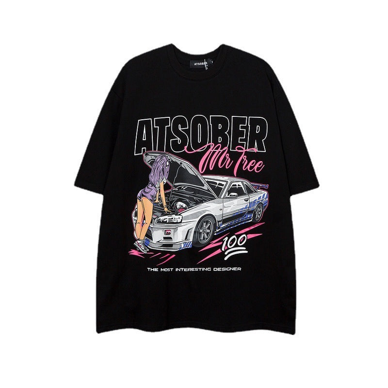 Loose Plus Size American Street Heavy Short Sleeve