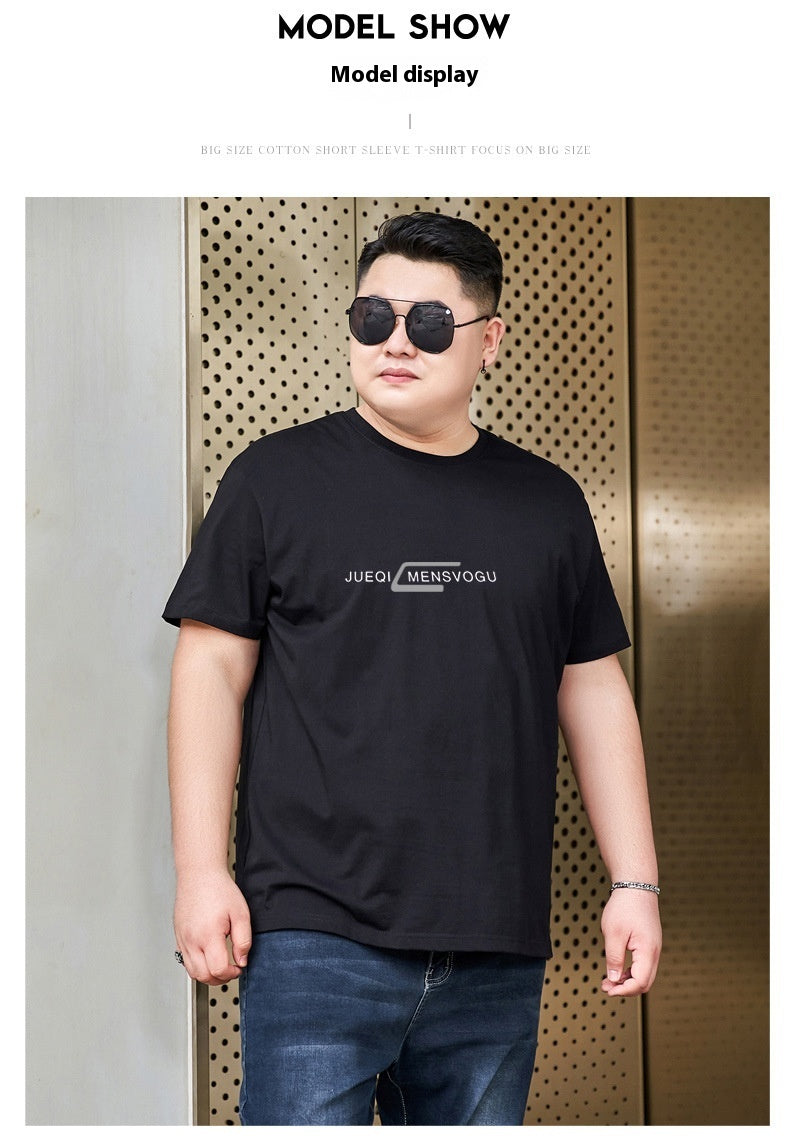 Plus-sized Plus Size Cotton Round Neck Short Sleeve Men's T-shirt