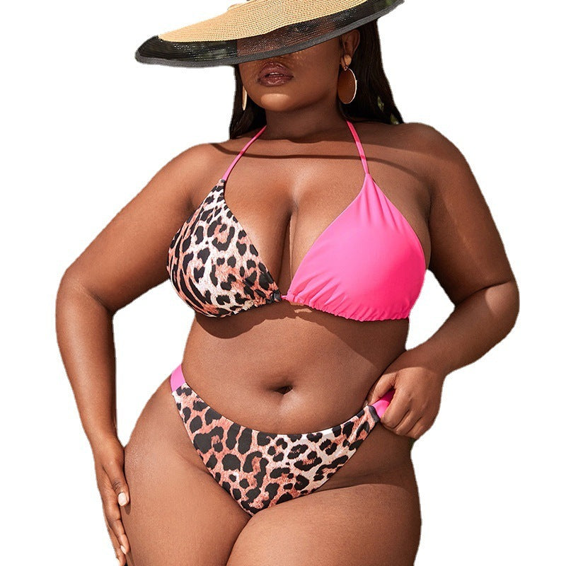 Triangle Bag Color Matching Women's Plus Size Split Bikini Swimsuit