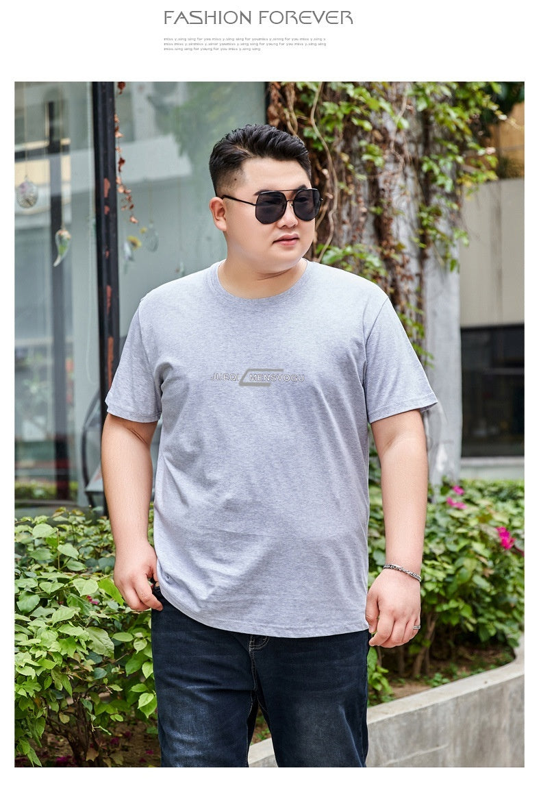 Plus-sized Plus Size Cotton Round Neck Short Sleeve Men's T-shirt