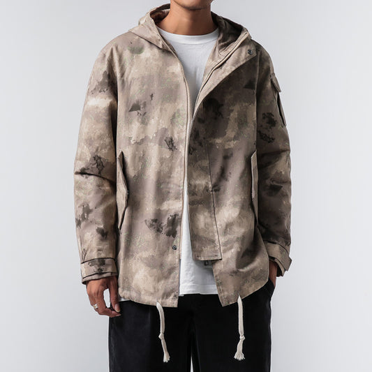 European and American plus size loose camouflage hooded jacket
