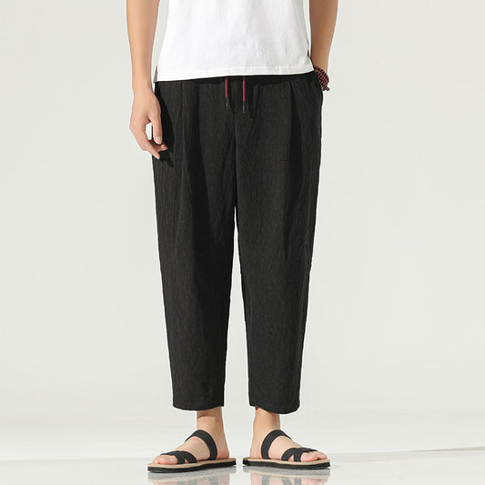 Cotton And Linen Plus Size Loose Cropped Trousers