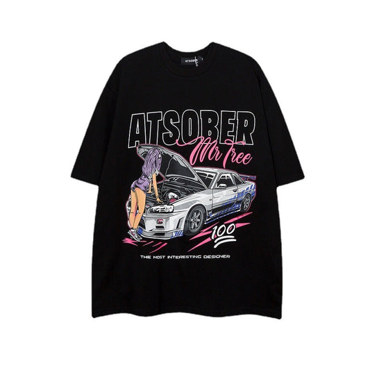 Loose Plus Size American Street Heavy Short Sleeve