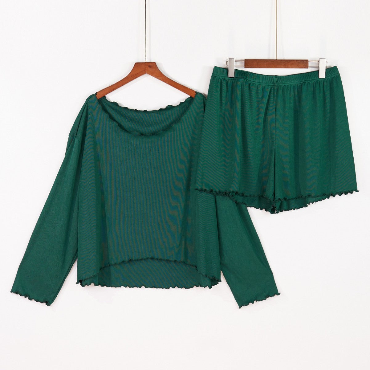 Plus Size Pajamas Women's Long Sleeve Top Shorts