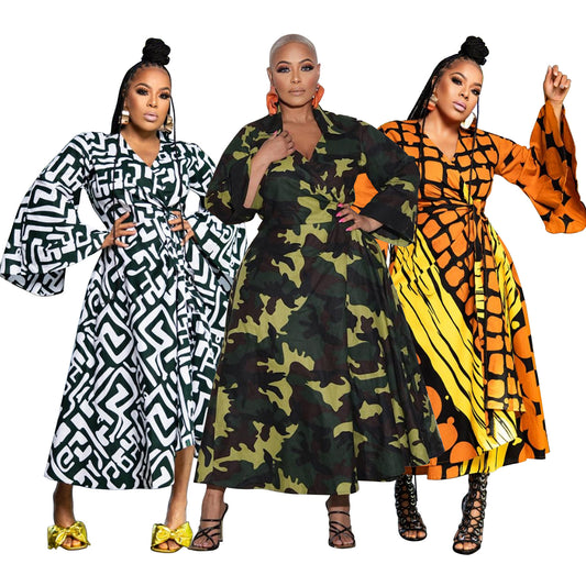 Plus Size African Women's Wear Autumn New Strap Asymmetric Skirt